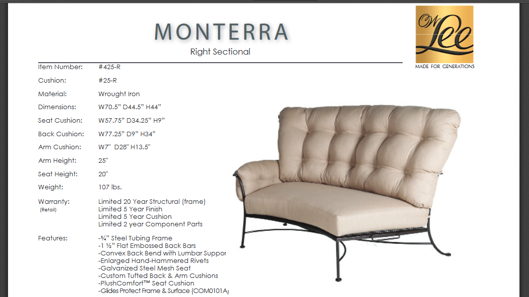 Monterra Dining Chair Back Cushion